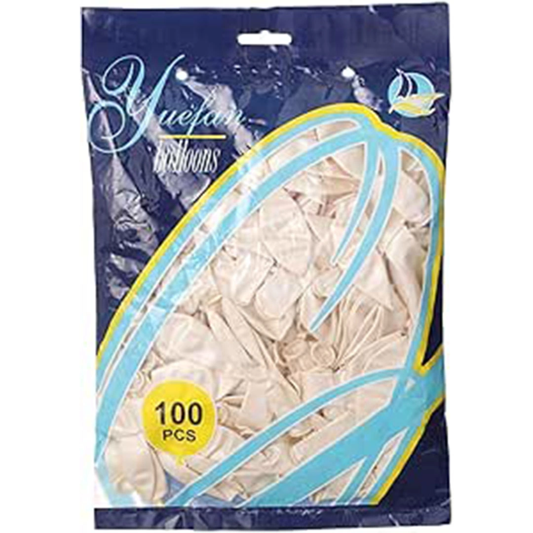 كيس بالونات 100 قطعة - أبيض فاتح
