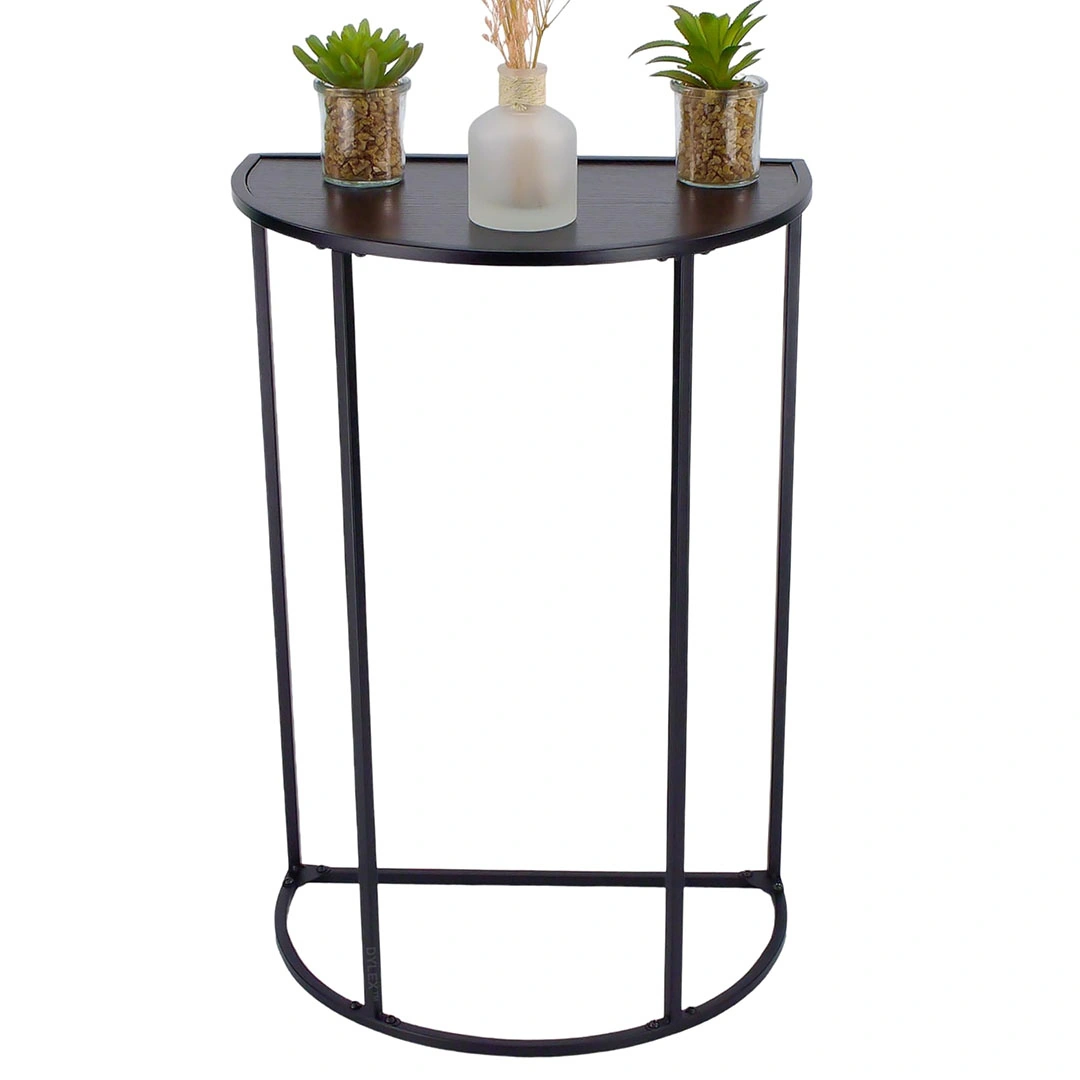 ترابيزة نصف دائرية من الخشب والمعدن للديكور - أسود