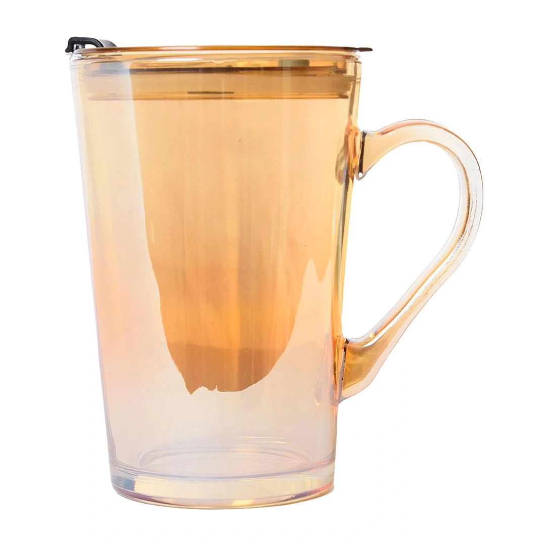 مج زجاج بغطاء مع شفاطة - 250 مل - أصفر