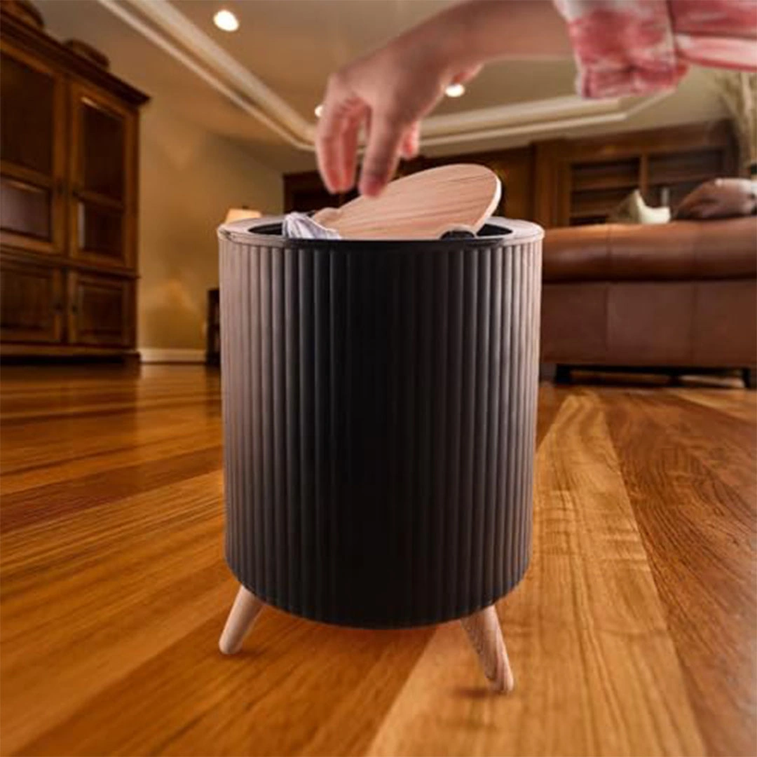 سلة مهملات بلاستيكية بغطاء دوار متعددة الأغراض - للمطبخ والحمام