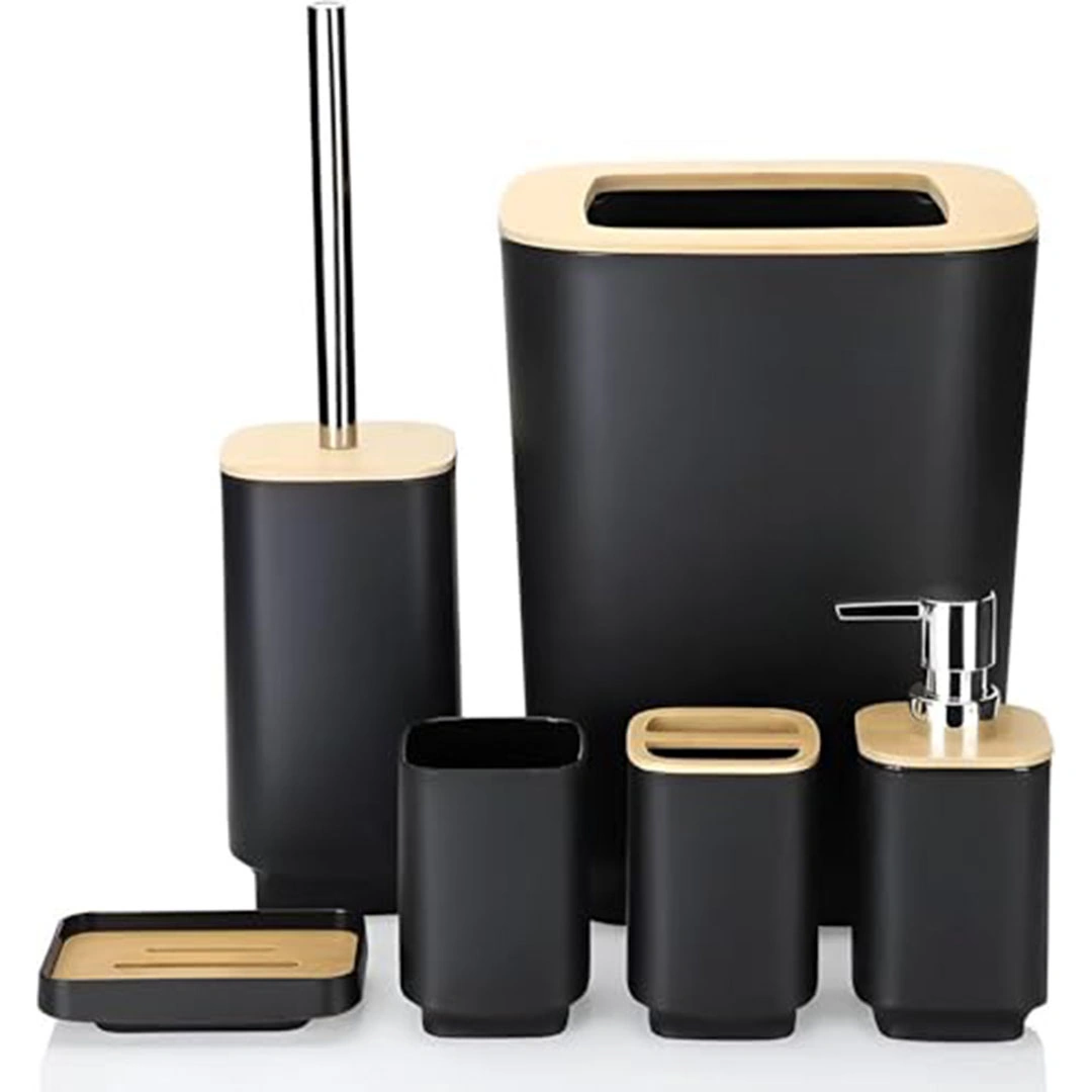 موزع صابون وحامل فرش أسنان وصبانة وكوب لغسل الفم وفرشاة -  6 قطع