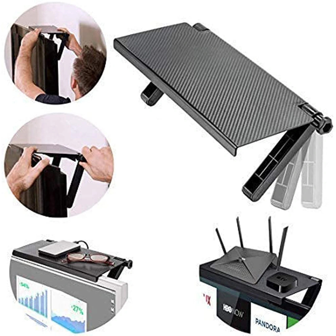 رف علوي للتلفزيون لصناديق الكابلات - أسود