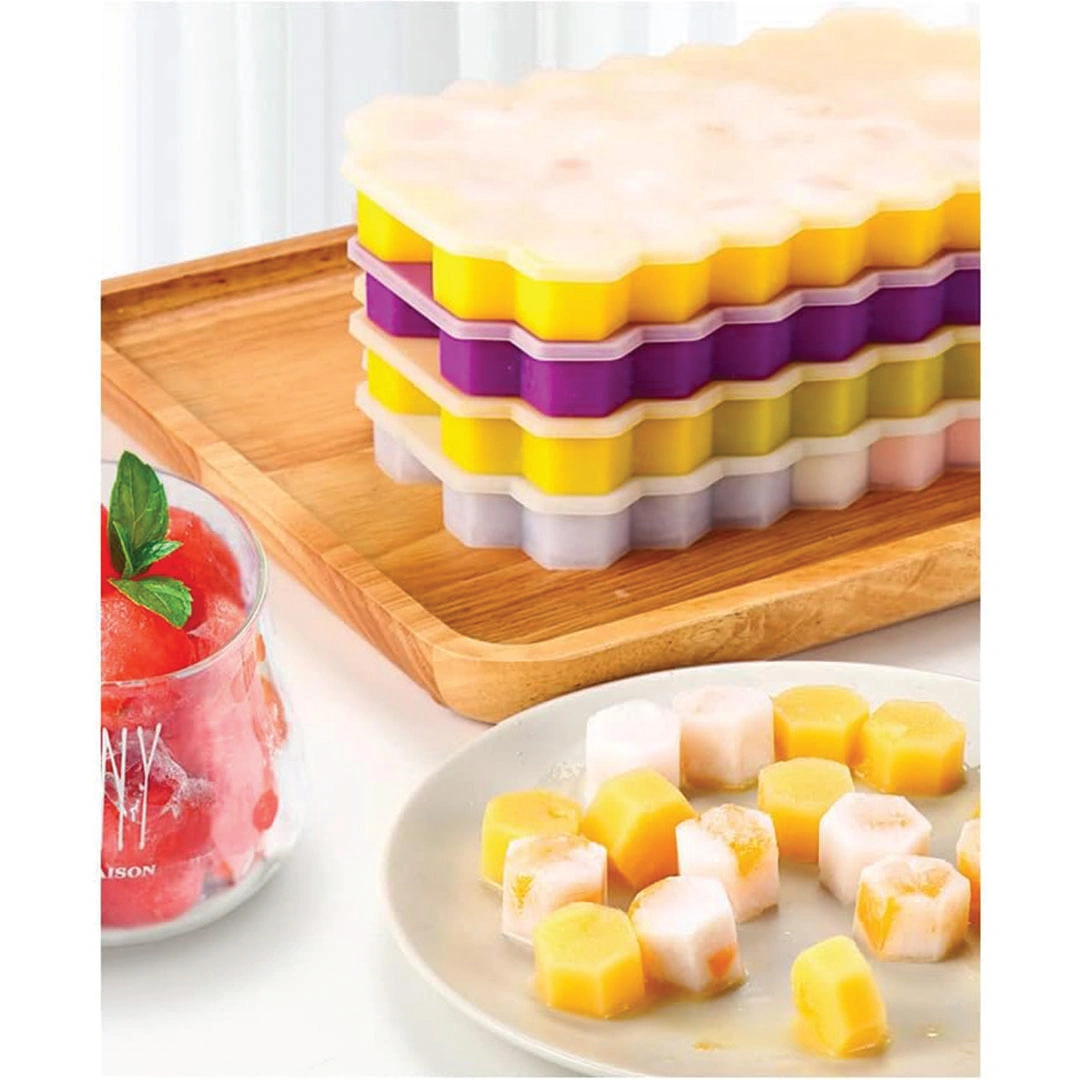 صينية مكعبات الثلج من السيليكون - أصفر