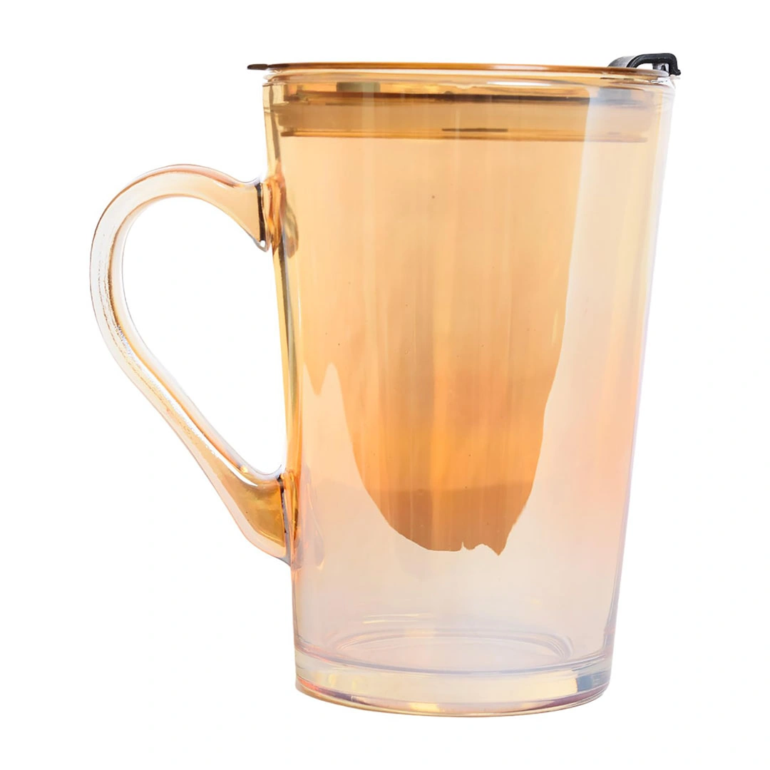 مج زجاج بغطاء مع شفاطة - 250 مل - أصفر