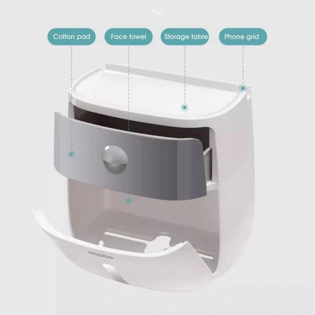 حامل مناديل بوجهين مقاوم للماء للحمام والمطبخ ايكوكو - علبة مناديل كبيرة