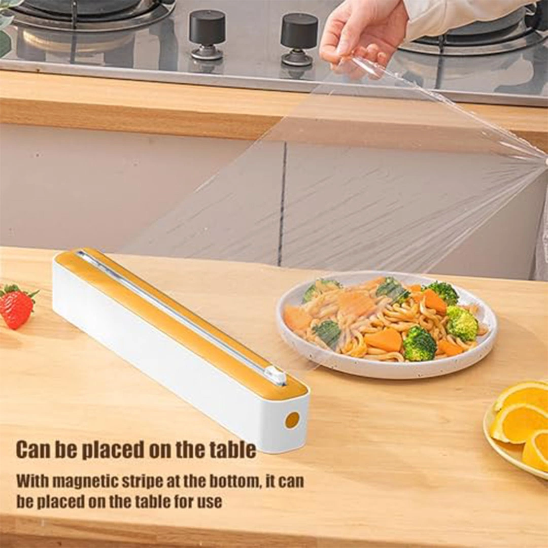 قطاعة وموزع احترافي 2 في 1- موزع تغليف بلاستيكي للمطبخ - لا يوجد علامة تجارية أو حجم محدد