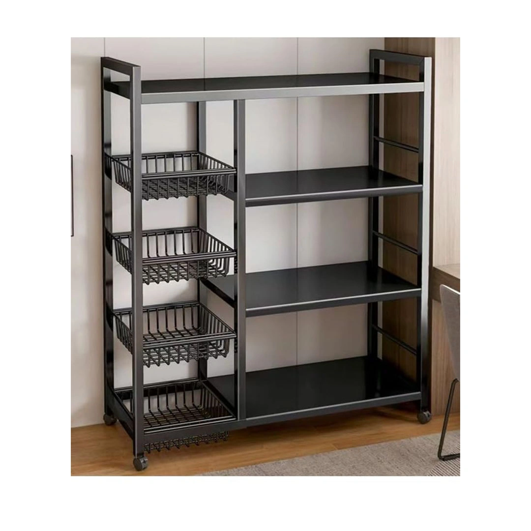 وحدة تخزين وتنظيم المطبخ من 4 أرفف - أسود