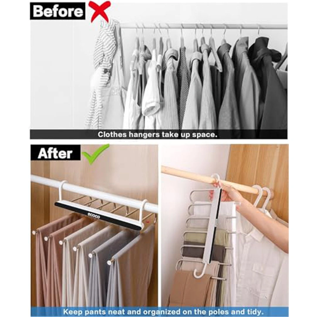 شماعات بناطيل موفرة للمساحة وودتوس - 2 شماعة