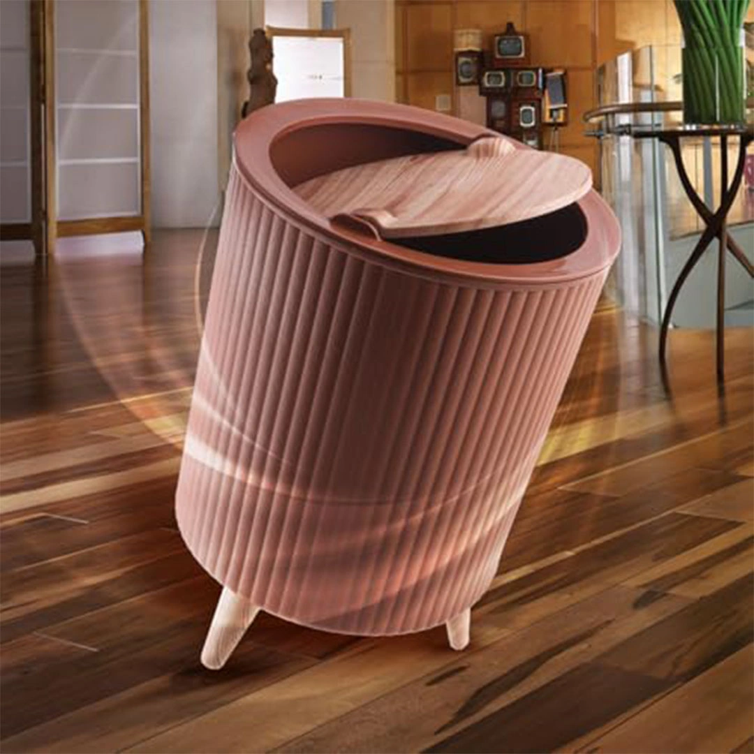 سلة مهملات بلاستيكية بغطاء دوار متعددة الأغراض - للمطبخ والحمام