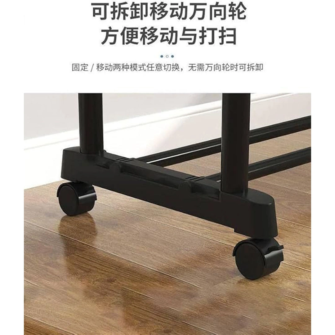 حامل ملابس معدني بعجلات مزدوجة - أسود