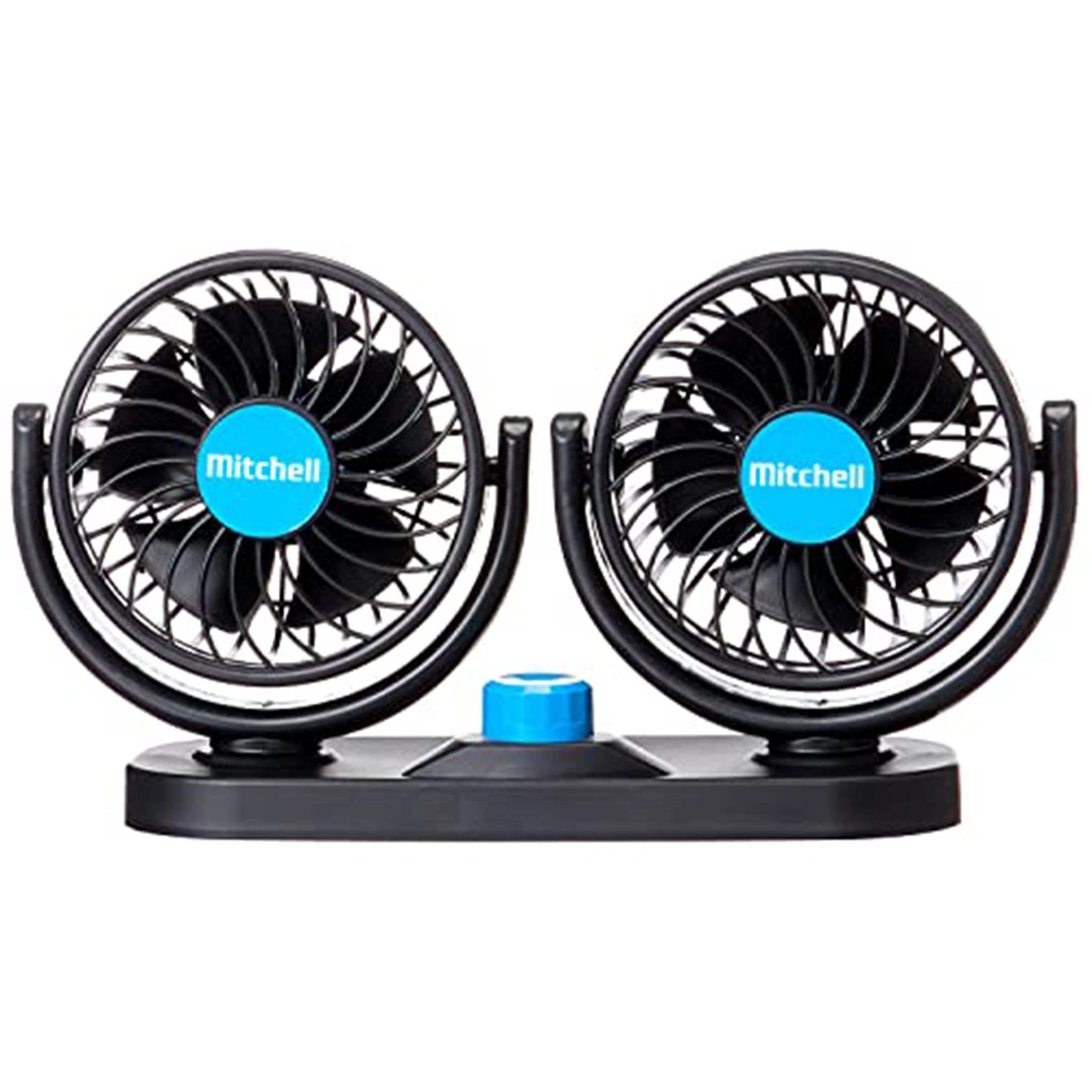 مروحة مزدوجة مع قابس ولاعة للسيارة - متعددة الالوان - 100 واط