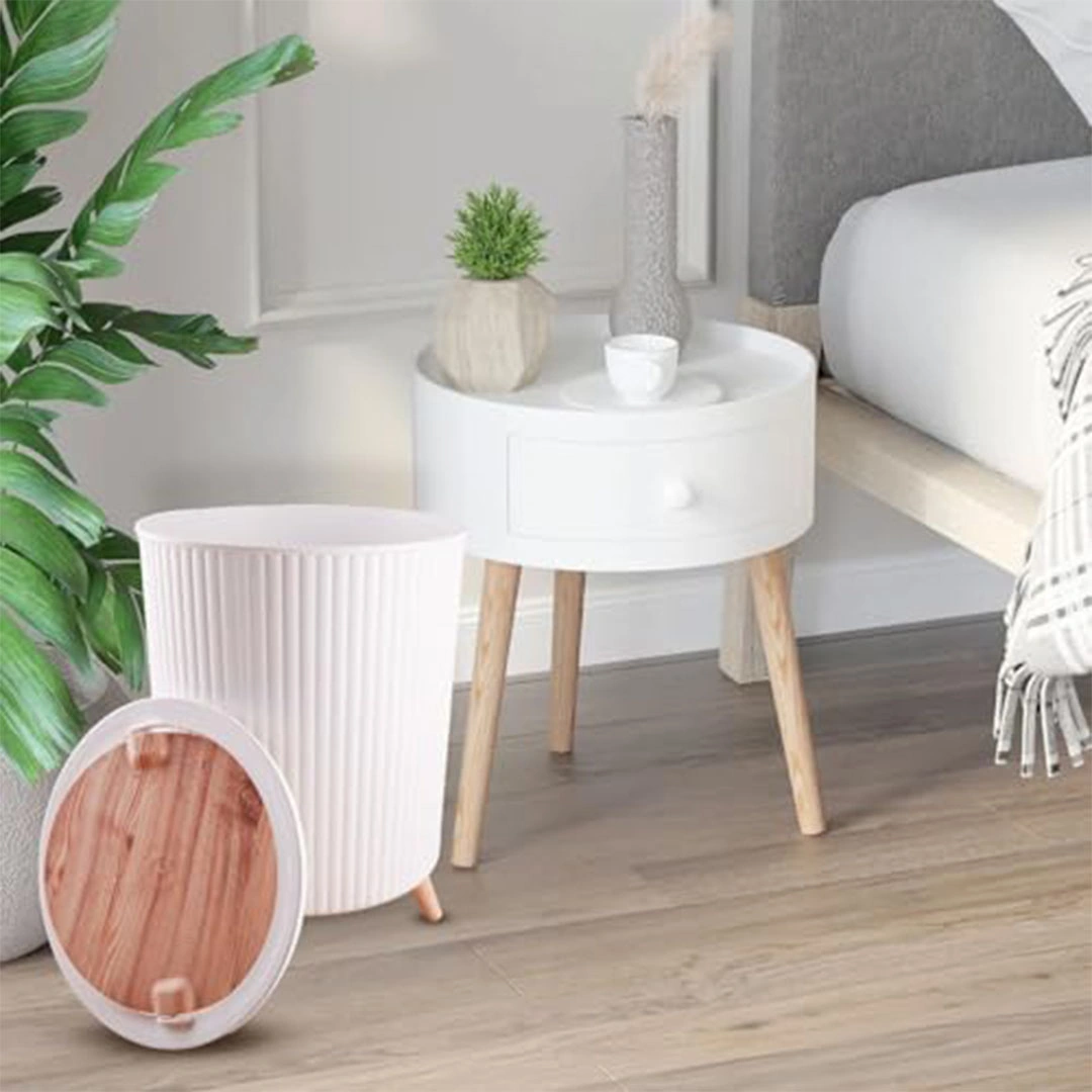 سلة مهملات بلاستيكية بغطاء دوار متعددة الأغراض - للمطبخ والحمام