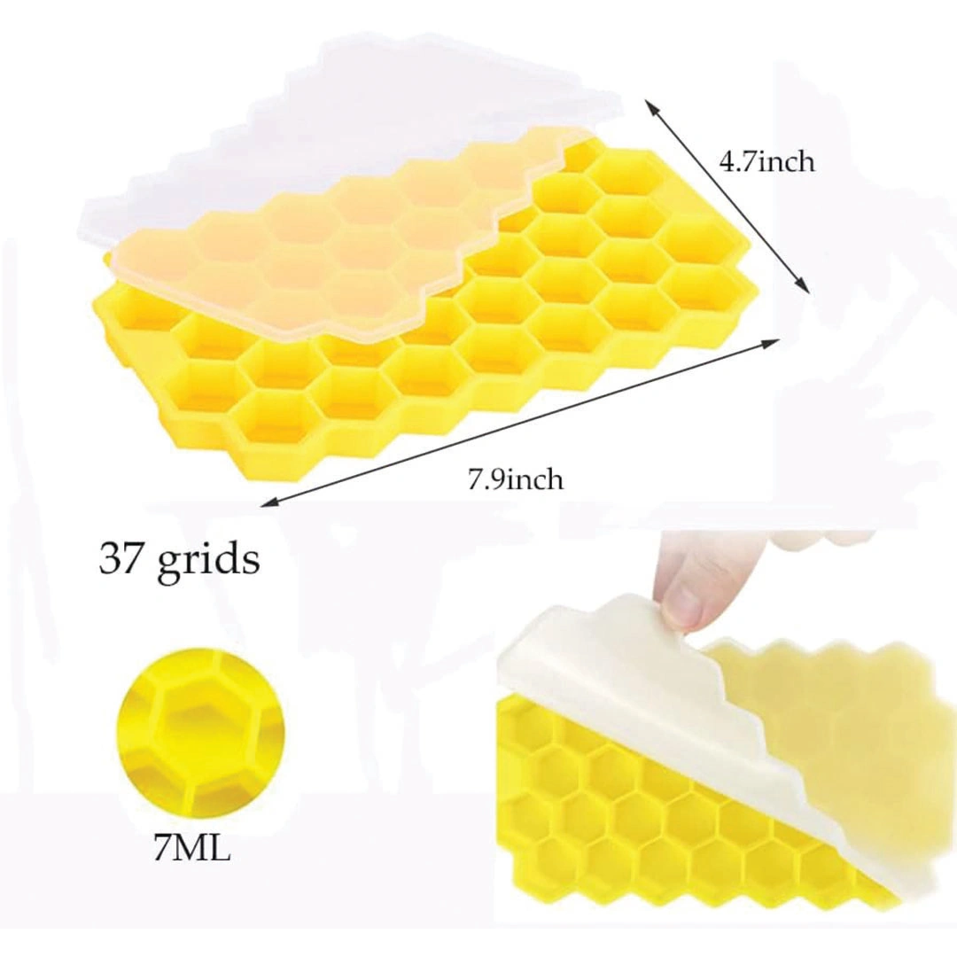 صينية مكعبات الثلج من السيليكون - أصفر