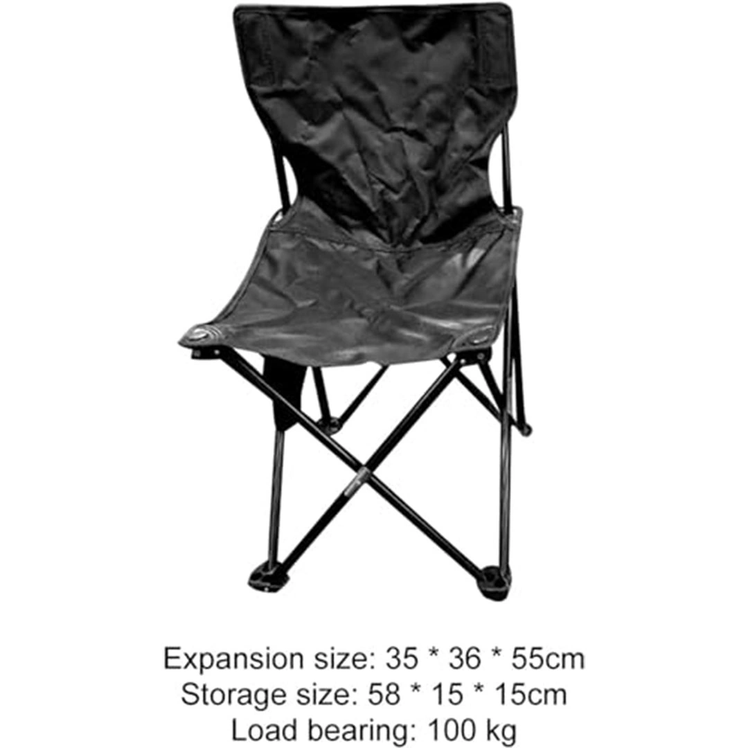 كرسي تخييم قابل للطي خفيف الوزن - أسود
