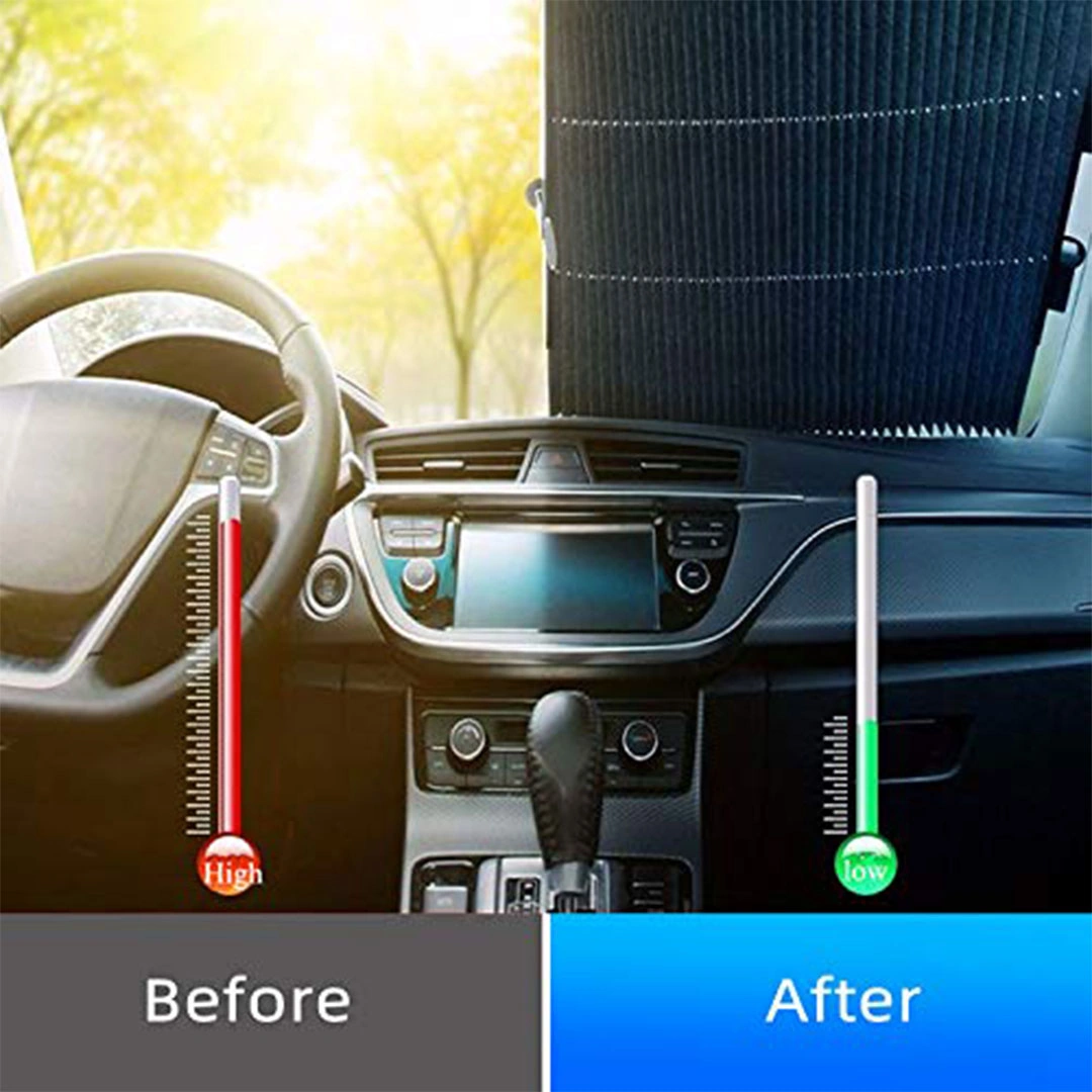 شماسة لزجاج مقدمة السيارة قابلة للسحب - تحجب 99% من الأشعة فوق البنفسجية