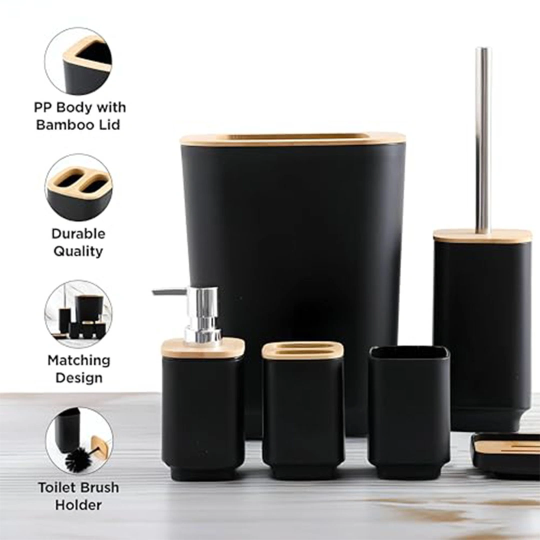 موزع صابون وحامل فرش أسنان وصبانة وكوب لغسل الفم وفرشاة -  6 قطع