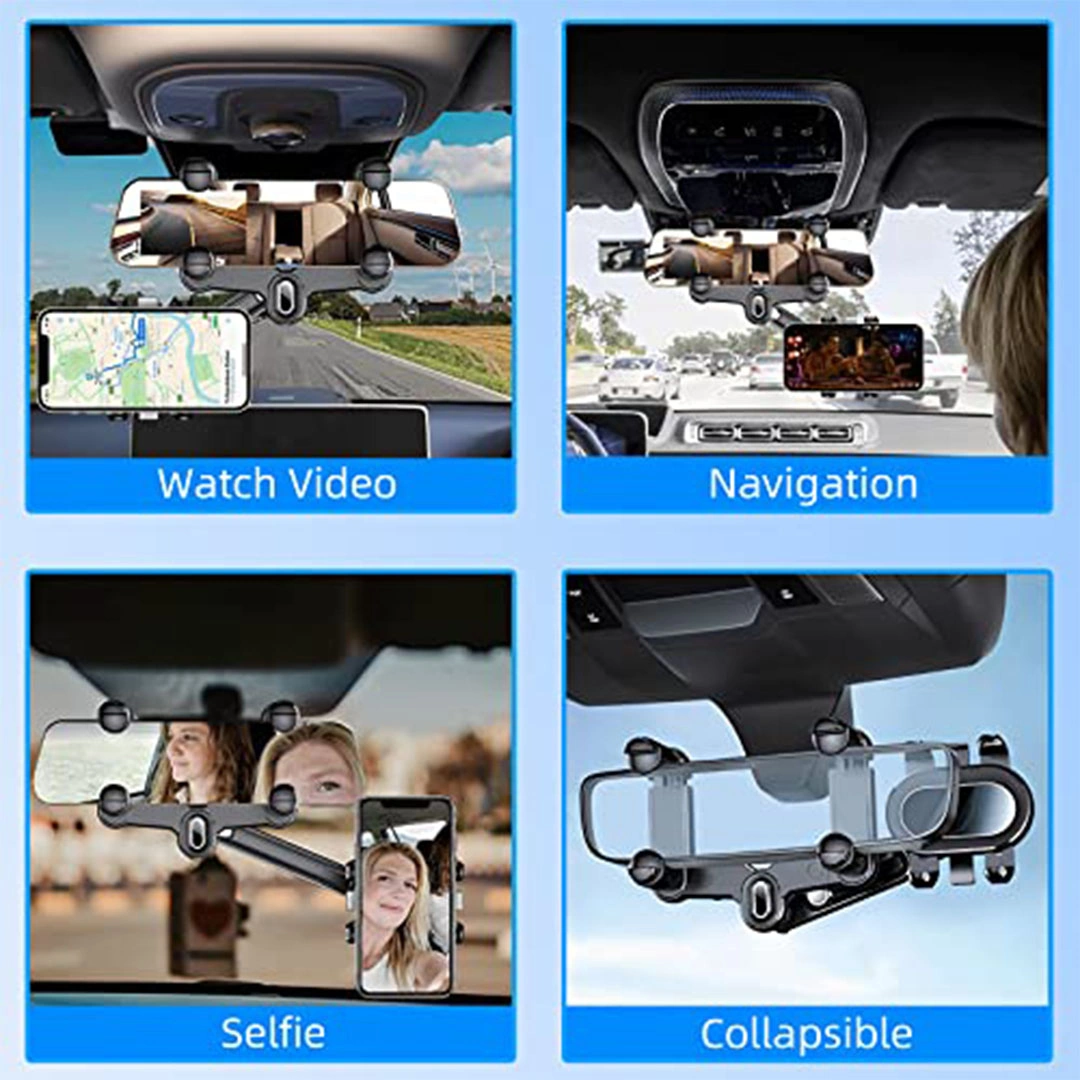 حامل موبايل لمراية الصالون للسيارة متعدد الوظائف وقابل للدوران - يونيفرسال
