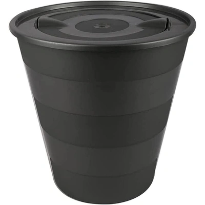 سلة مهملات بلاستيك مع غطاء للحمام والمطبخ - 10 لتر - أسود