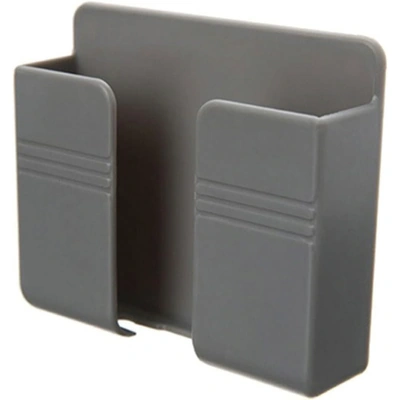 حامل الموبايل و الريموت المثبت على الحائط - رمادي