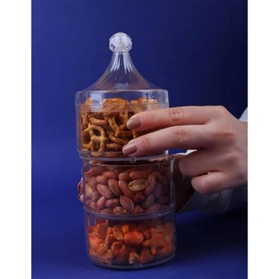 طقم أكريلك لتقديم الحلويات - 3 ادوار - شفاف