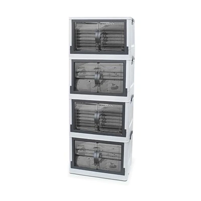 الوطنية برايم دولاب ميني ايليت 4 دور - أبيض*رمادي