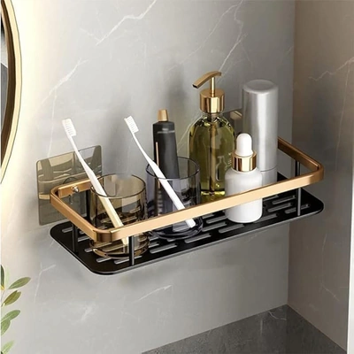 رف معلق للمطبخ والحمام - ذهبي