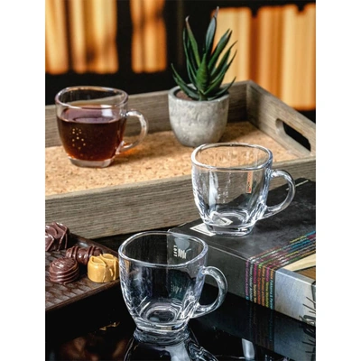 طقم فناجين زجاجي صغير - 6 قطع - 150 مل