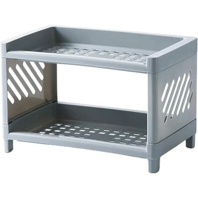 رف تنظيم بلاستك متعدد الاستخدامات - رمادي