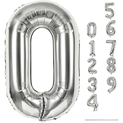 بالون حفلات شكل رقم 0 - 81 سم - فضي