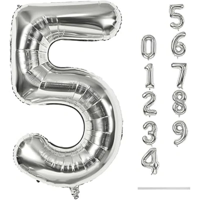 حفلات شكل رقم 5 - 81 سم - فضي