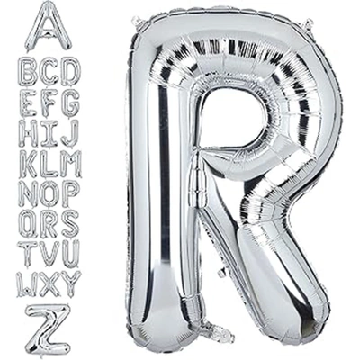 بالون حفلات حرف R - 32 إنش - فضي