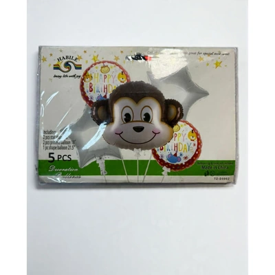 بلالين هيليوم لأعياد الميلاد - قرد - 5 قطع - متعدد الالوان - RAM16-009