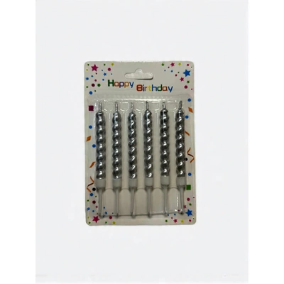 شموع اعياد ميلاد - 6 قطع - رصاصي - RAM16-297