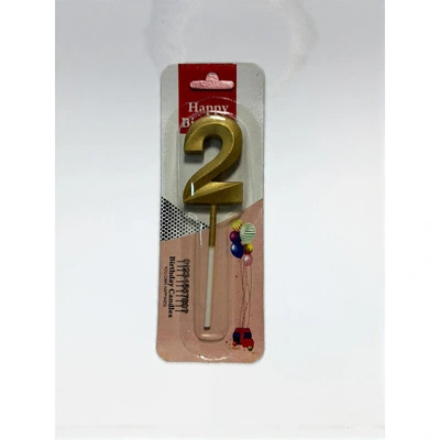 شمعة اعياد ميلاد صغيرة رقم 2 - دهبي - RAM16-322