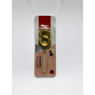 شمعة اعياد ميلاد صغيرة رقم 8 - دهبي - RAM16-328