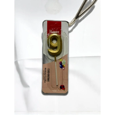 شمعة اعياد ميلاد صغيرة رقم 9 - دهبي - RAM16-329