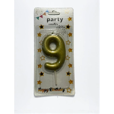 شمعة اعياد ميلاد كبيرة رقم 9 - دهبي - RAM16-349
