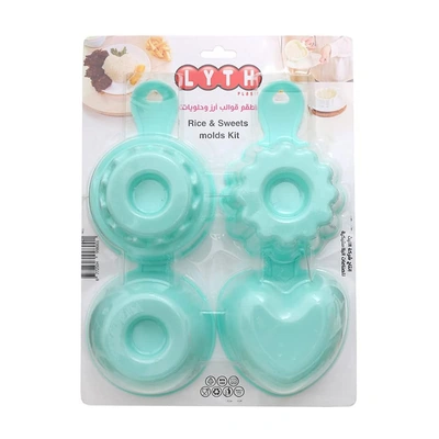 طقم قوالب أرز بلاستيك - 4 قطع - لبني