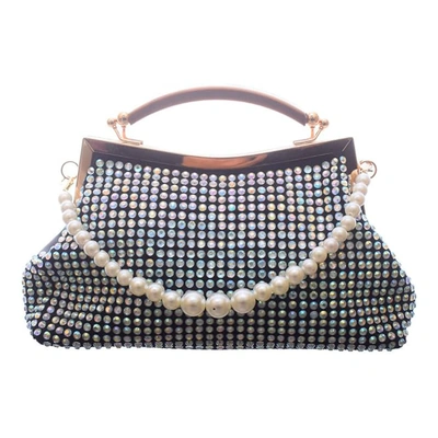 شنطة كروس جلد شمواه للنساء ستراس - أسود - 0336-3