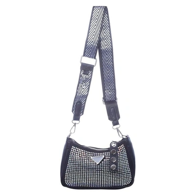 شنطة كروس شمواه للنساء ستراس - أسود/فضي - 205-1