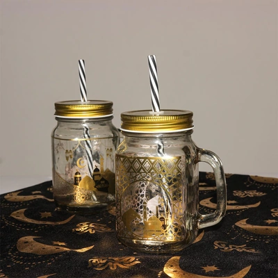 مج زجاجي بأشكال رمضانية - 450 مللي - 2 قطعة