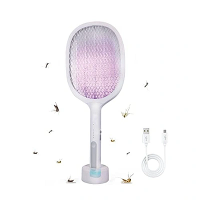 صاعق حشرات 2 في واحد - قابلة لإعادة الشحن - أبيض