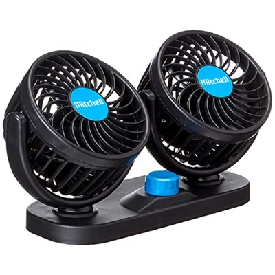 مروحة مزدوجة مع قابس ولاعة للسيارة - متعددة الالوان - 100 واط