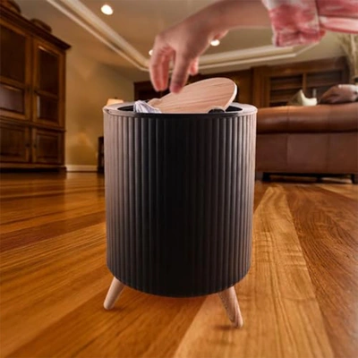 سلة مهملات بلاستيكية بغطاء دوار متعددة الأغراض - للمطبخ والحمام