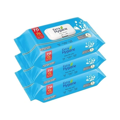 مناديل مبللة هايجين كول واتر - 70+10 منديل - 3 قطع