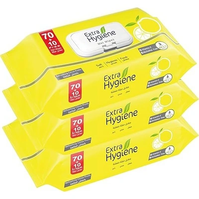 مناديل مبللة هايجين انتعاش الفاكهه - 70+10 منديل - 3 قطع