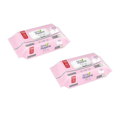 مناديل مبللة هايجين للبشرة الحساسة - 70+10 منديل - 2 قطعة