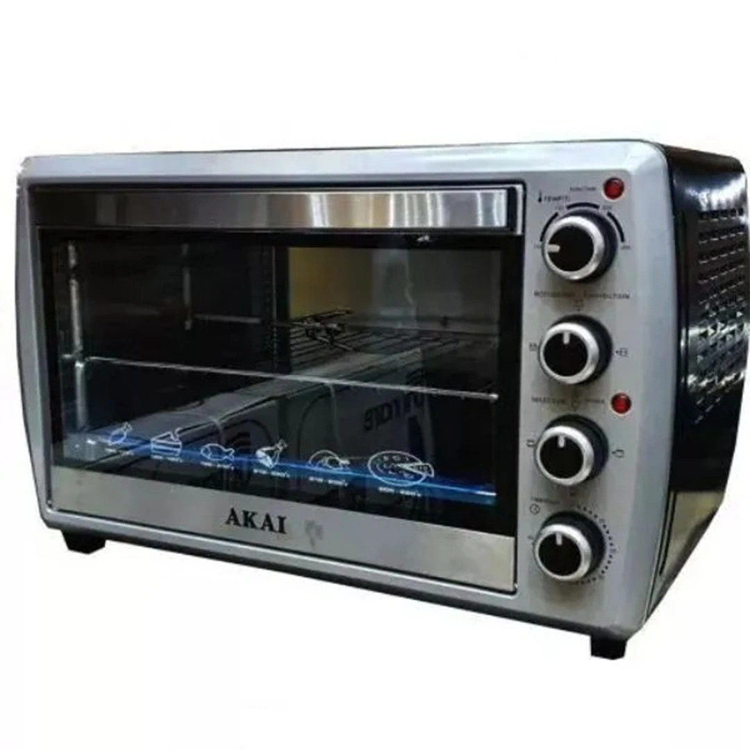 فرن كهربائى بالشواية والمروحة أكاي - 55 لتر - أسود/فضي - AK-45
