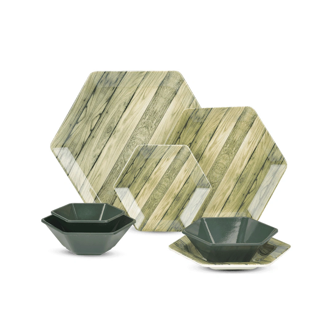 طقم عشاء ميلامين هيكسا 31 ق - خشبي زيتي * أسود