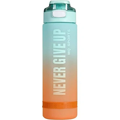زجاجة مياه “NEVER GIVE UP” بألوان متدرجة لبني وبرتقالي - 1 لتر